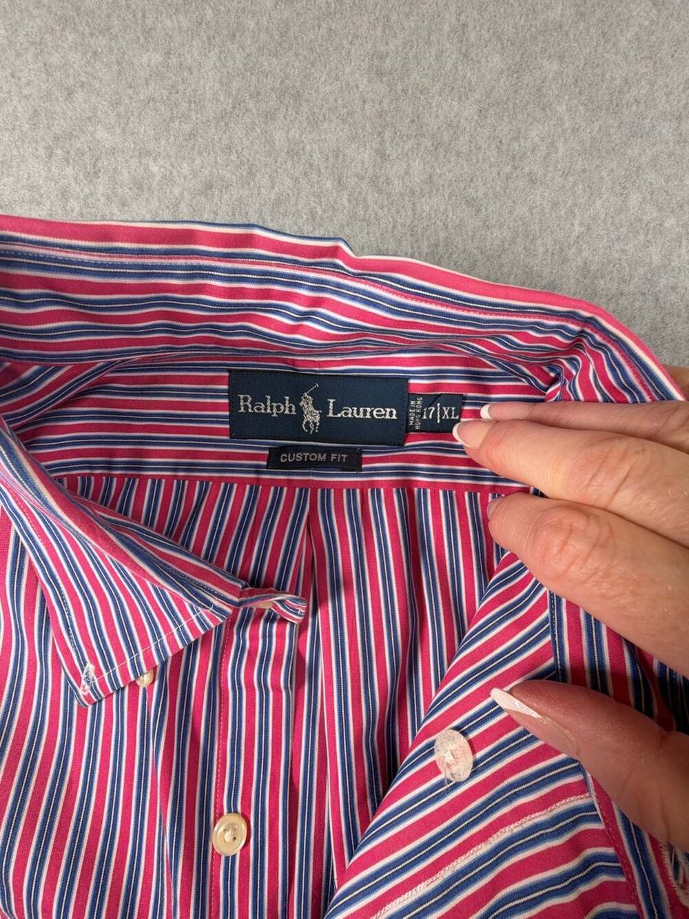 Ralph Lauren Custom Fit Striped Button Down Shirt Size 17 XL - Picture 6 of 9